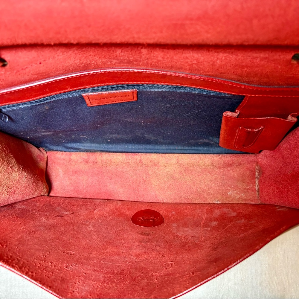 Dooney & Bourke Alto Italian Leather Briefcase Messenger Bag Red Vintage Patina - Picture 14 of 15